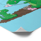 Niedliche Drachen braten Marshmallows Cartoon Poster (Ecke)