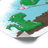 Niedliche Drachen braten Marshmallows Cartoon Poster (Ecke)