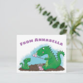 Niedliche Drachen braten Marshmallows Cartoon Postkarte (Stehend Vorderseite)