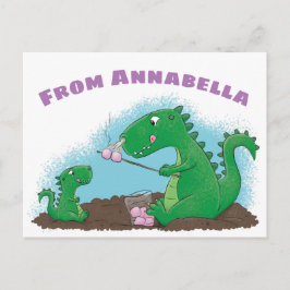 Niedliche Drachen braten Marshmallows Cartoon Postkarte
