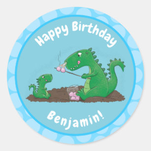 Niedliche Drachen braten Marshmallows Cartoon Runder Aufkleber