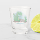 Niedliche Drachen braten Marshmallows Cartoon Schnapsglas (Rückseite)