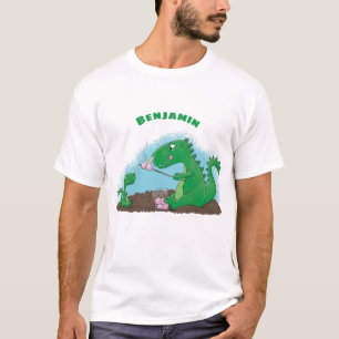 Niedliche Drachen braten Marshmallows Cartoon T-Shirt