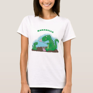 Niedliche Drachen braten Marshmallows Cartoon T-Shirt