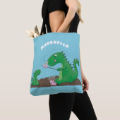 Niedliche Drachen braten Marshmallows Cartoon Tasche (Von Nahem)