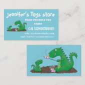 Niedliche Drachen braten Marshmallows Cartoon Visitenkarte (Vorne/Hinten)