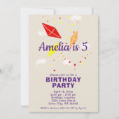 Niedliche Drachen in Sky Zeichnend Kindergeburtsta Einladung (Vorderseite)