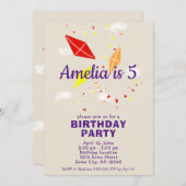 Niedliche Drachen in Sky Zeichnend Kindergeburtsta Einladung (Vorne/Hinten)