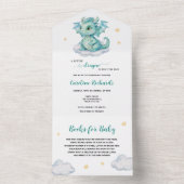 Niedliche Drachenbücher für Baby All In One Einladung (Innen Boden)