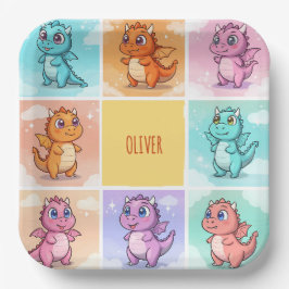 Niedliche Drachendoodles Pappteller