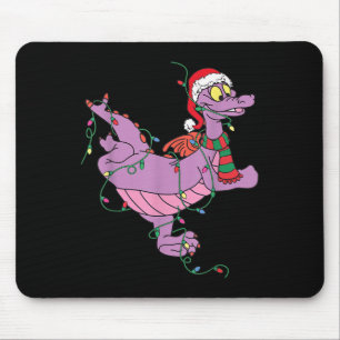 Niedliche Drachenfigur Lichter Weihnachtsmann Mousepad