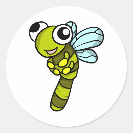 Niedliche Drachenfliege Fly Insect Geschenk Idee Runder Aufkleber (Vorderseite)