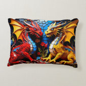 Niedliche Drachenmosaike Dekokissen (Rückseite)