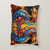 Niedliche Drachenmosaike Dekokissen (Rückseite(Vertikal))