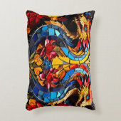 Niedliche Drachenmosaike Dekokissen (Vorderseite(Vertikal))