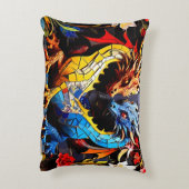 Niedliche Drachenmosaike Dekokissen (Rückseite(Vertikal))