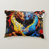 Niedliche Drachenmosaike Dekokissen (Rückseite)