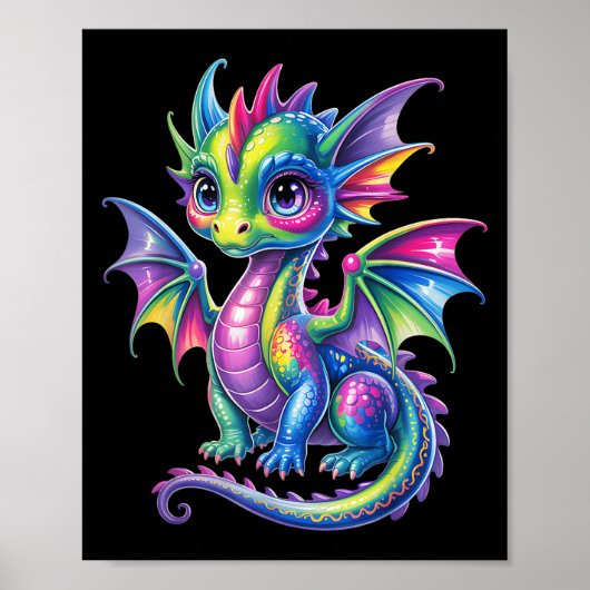 Niedliche Dragon Baby Hübscher Geburtstag Dragon L Poster (Vorne)