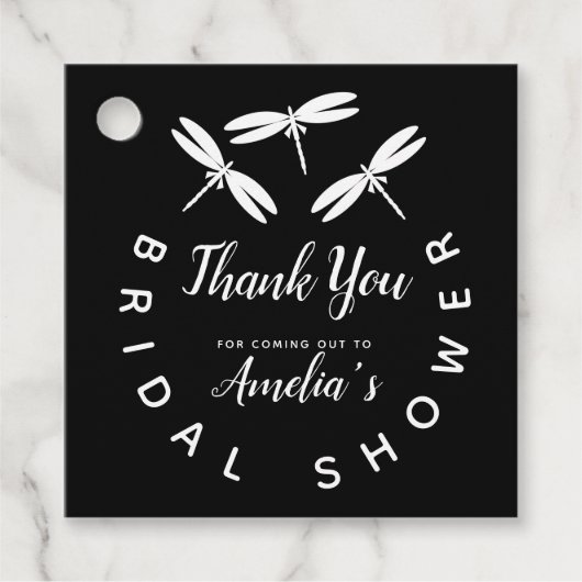Niedliche Dragonfly Black Brautparty Danke Geschenkanhänger (Vorderseite)