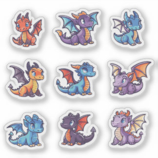 Niedliche Dragons - Vinyl Sticker-Set nach Maß Aufkleber