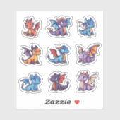 Niedliche Dragons - Vinyl Sticker-Set nach Maß Aufkleber (Blatt)
