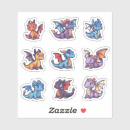 Niedliche Dragons - Vinyl Sticker-Set nach Maß Aufkleber