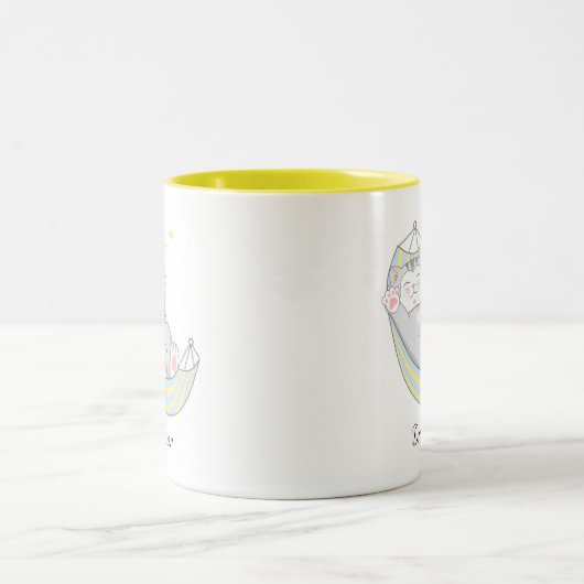 Niedliche Dreamer Kitty Cat im T - Shirt Hammock Zweifarbige Tasse (Mittel)