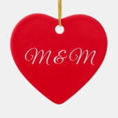 Niedliche Drehbücher für rote Herzchen Keramik Ornament (Vorne)