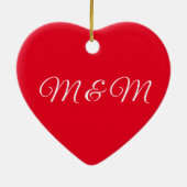 Niedliche Drehbücher für rote Herzchen Keramik Ornament (Hinten)