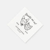 Niedliche Drinks auf unserem Hund und Cat Wedding  Serviette (Ecke)