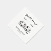 Niedliche Drinks auf unserer Dackel Hund Hochzeits Serviette (Ecke)