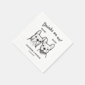Niedliche Drinks bei 2 Hunden Hochzeitscocktail Serviette (Ecke)