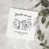Niedliche Drinks bei 2 Hunden Hochzeitscocktail Serviette