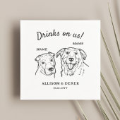 Niedliche Drinks bei 2 Hunden Hochzeitscocktail Serviette