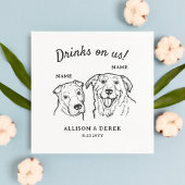 Niedliche Drinks bei 2 Hunden Hochzeitscocktail Serviette