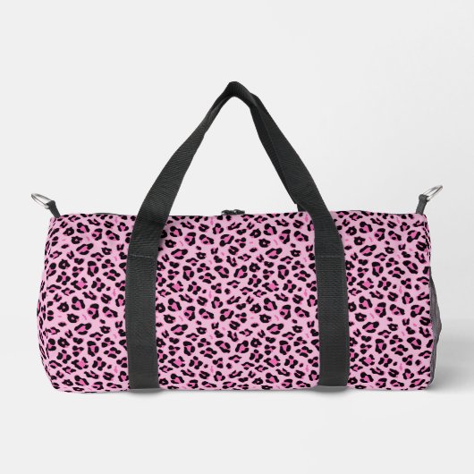 Niedliche Druckfarben und schwarzer Leopard Duffle Bag (Vorderseite)