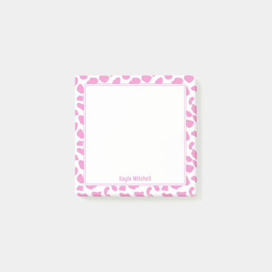 Niedliche Drucknotizen in Rosa und Weiß Post-it Klebezettel (Vorderseite)