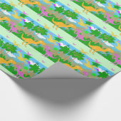 Niedliche Dschungel-Dinosaurier Geschenkpapier (Ecke)