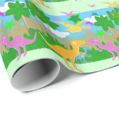 Niedliche Dschungel-Dinosaurier Geschenkpapier (Rolleneckpunkt)