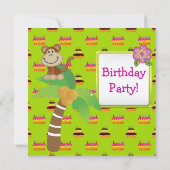 Niedliche Dschungel-Tiere u. rosa Einladung (Rückseite)