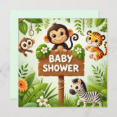 Niedliche Dschungeldusche Einladung (Vorne/Hinten)