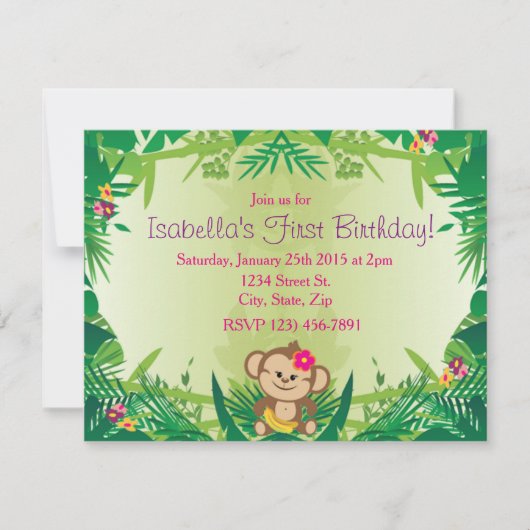 Niedliche Dschungelmondfeier Einladung (Vorderseite)