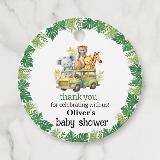 niedliche Dschungelsafari-Tiere Babydusche Geschenkanhänger (Vorderseite)