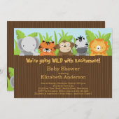 Niedliche Dschungelsafari Tiere Kinderdusche Einla Einladung (Vorne/Hinten)