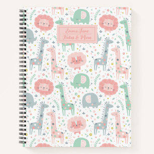 Niedliche Dschungeltiere auf weiß Notizblock