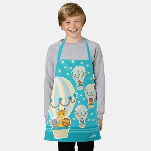 Niedliche Dschungeltiere, die in Heißluftballons f Schürze (Getragen)