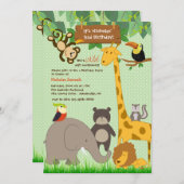 Niedliche Dschungeltiere Einladung (Vorne/Hinten)
