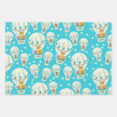 Niedliche Dschungeltiere in Heißluftballons Geschenkpapier Set (Vorderseite)