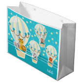 Niedliche Dschungeltiere in Heißluftballons Große Geschenktüte (Vorderseite Schrägansicht)