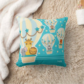 Niedliche Dschungeltiere in Heißluftballons Kissen (Decke)